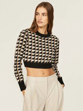 Saunders Graphic Pattern Crop Sweater